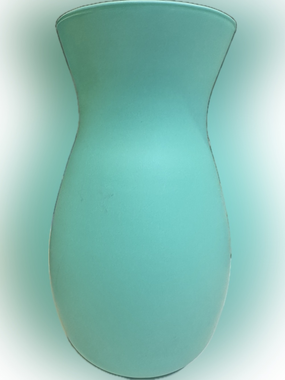 PAINTED GLASS TURQUOISE VASE CONTAINER FLOWERS STORAGE PARTY WEDDING DECOR 10.5”